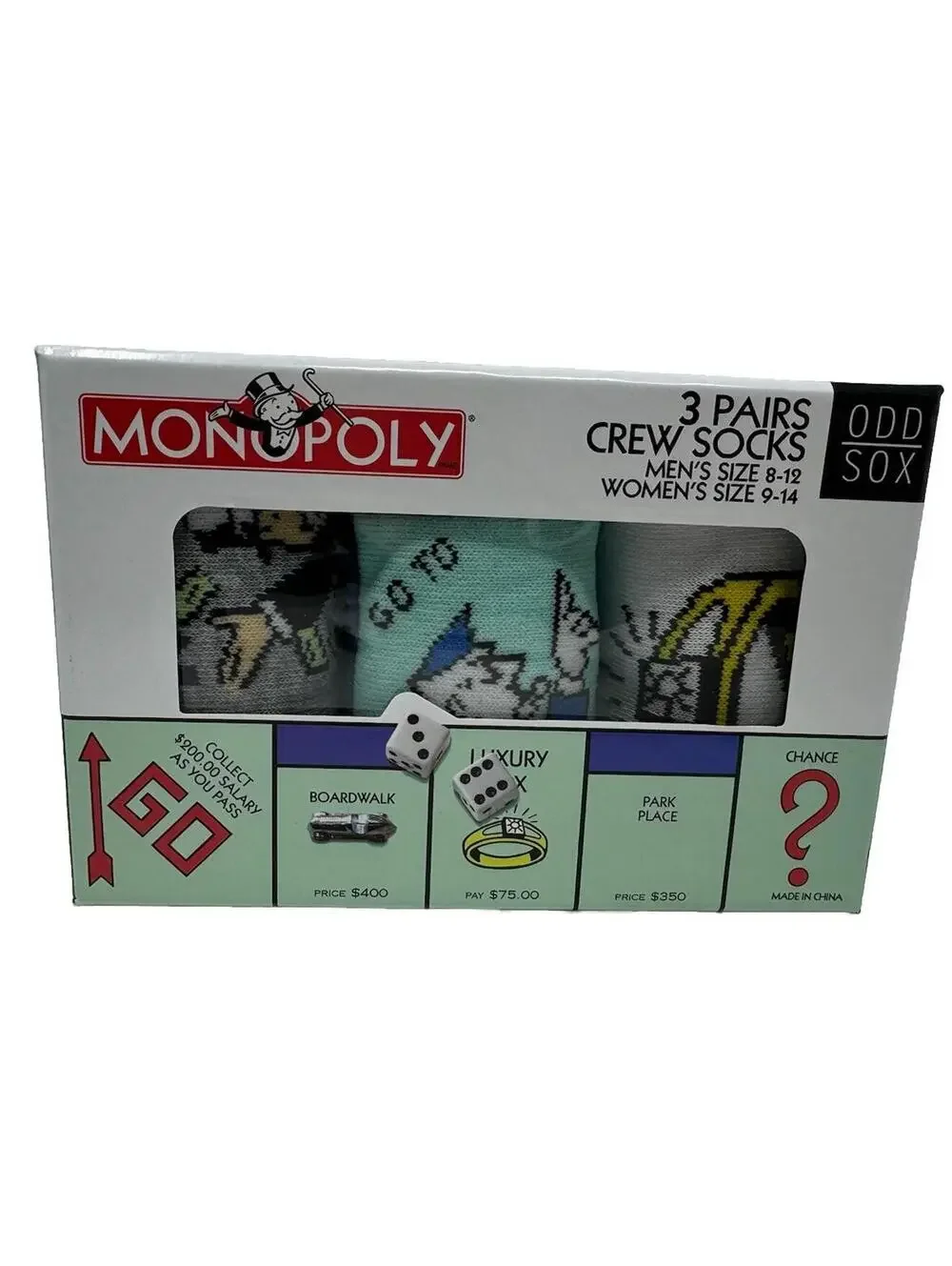 Odd Sox, Funny Crew Socks, Monopoly Board Game, Adult Large Men 8-12 Christmas - Picture 2 of 9